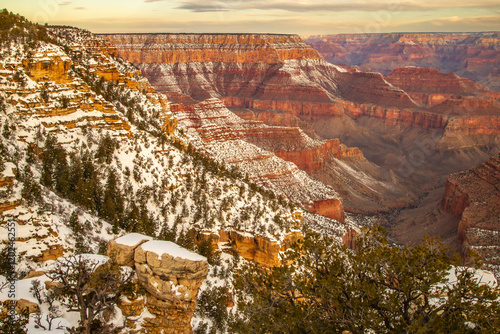 USA, Arizona, Grand Canyon National Park. Winter canyon overview from Grandview Point. photo