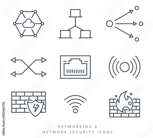 Networking and Network Security Icon Set - Stock Illustration