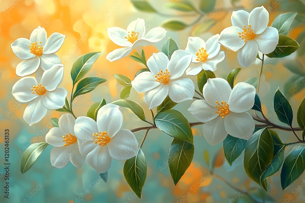 Fototapeta premium Delicate White Flowers in Soft Sunlight