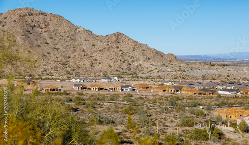 USA, Arizona, Buckeye. Housing construction in desert.