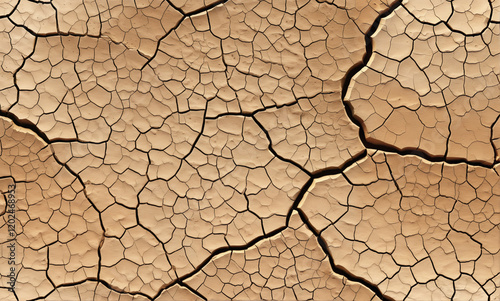   This is a high-resolution 8k seamless texture of cracked desert earth with intricate details, capturing the arid landscape's dry and rugged appearance.
