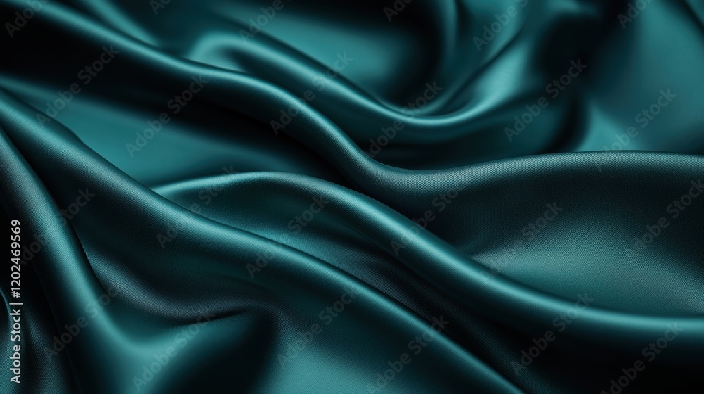 Obraz premium Emerald green luxury silk fabric with smooth folds and soft flowing texture