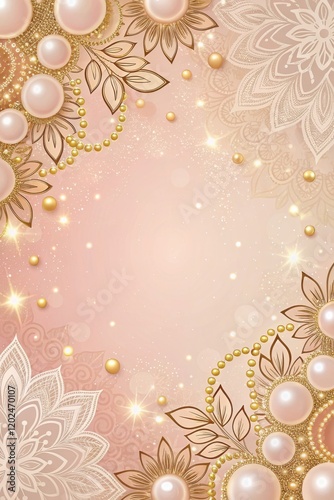 Wallpaper Mural A Luxurious Blush Pink And Champagne Gold Background With Pearls And Lace Patterns, Ideal For Weddings, Anniversaries, And Jewelry Promotions, Enhancing Romantic And High-End Concepts. Torontodigital.ca