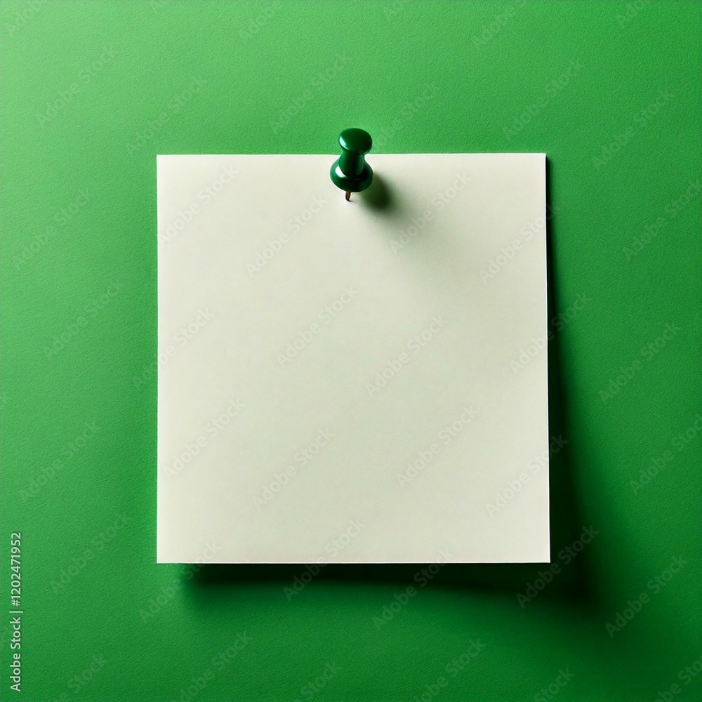 note paper with push pin on a green backdrop