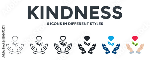 Kindness Icon In Different Style Vector Illustration. Designed In Thin Line, Regular Line, Bold Line, Glyph, Color Fill, And Flat Style Can Be Used For Web