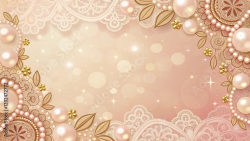 Wallpaper Mural A Luxurious Blush Pink And Champagne Gold Background With Pearls And Lace Patterns, Ideal For Weddings, Anniversaries, And Jewelry Promotions, Enhancing Romantic And High-End Concepts. Torontodigital.ca