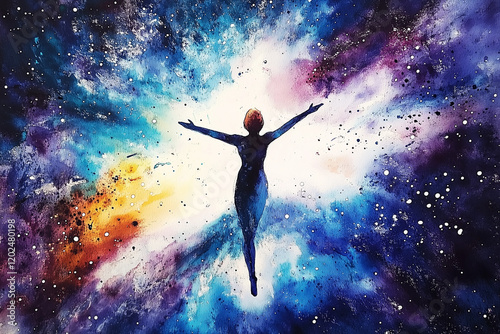 Wallpaper Mural human and love spirit powerful energy connect to the universe power abstract art watercolor painting illustration design hand drawn Torontodigital.ca