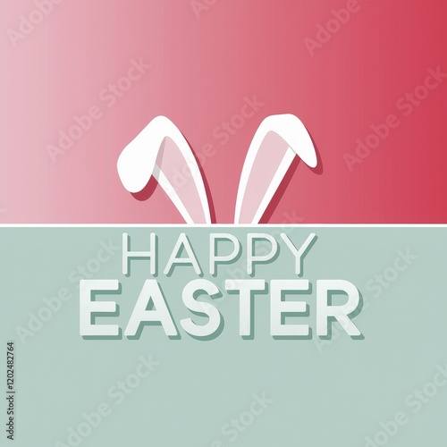 Happy Easter with Bunny Ears and Gradient Background