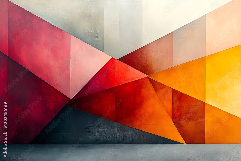 Abstract Geometric Warm Color Canvas Painting Abstract Geometric Warm Color Canvas Painting