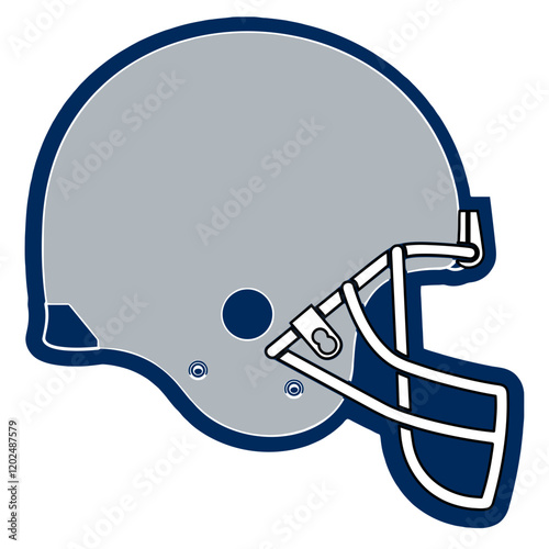 Helmet - Navy blue and silver football player helmet, sport vector graphics, hockey, for street art - graffiti lettering typography - art illustration - multicolor - writen	