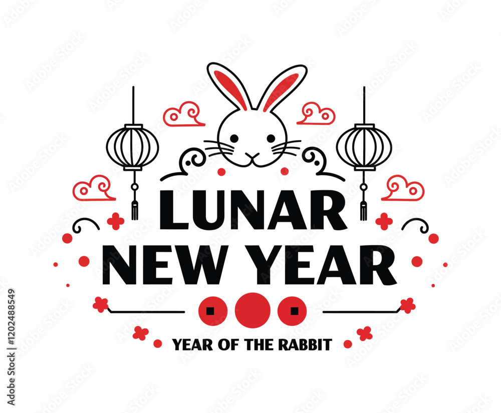 Fototapeta premium Happy Chinese New Year 2025 with the Snake zodiac sign and flowers. Lunar New Year card template. black and white paper cut style on white background