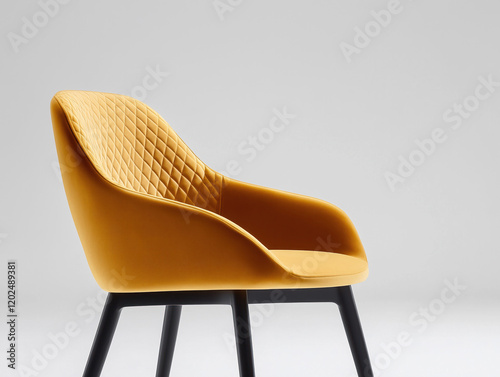 Elegant Modern Yellow Chair with Quilted Design and Black Legs photo