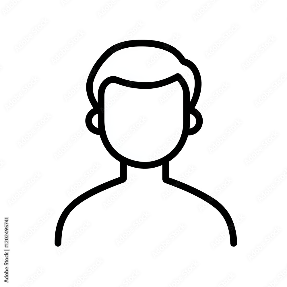 PNG cut out isolated background. A simple black outline of a male avatar with short hair, commonly used for user profiles, account icons, or character representation. PNG cut out isolated background. A simple black outline of a male avatar with short hair, commonly used for user profiles, account icons, or character representation.
