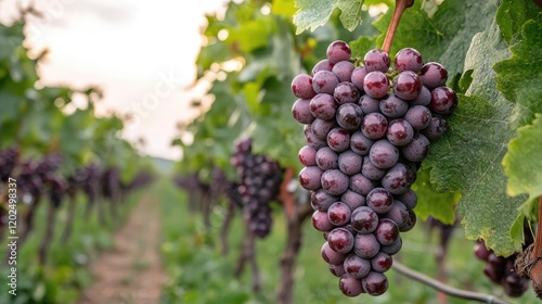 Wallpaper Mural Ripe red grapes hanging on vine, vineyard sunset Torontodigital.ca