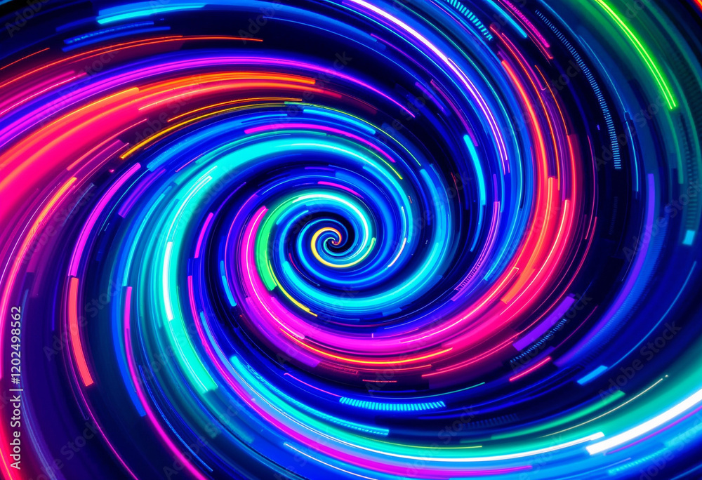 A vivid swirl of neon colors, creating a hypnotic vortex effect, with glowing edges and soft gradients, futuristic and vibrant A vivid swirl of neon colors, creating a hypnotic vortex effect, with glowing edges and soft gradients, futuristic and vibrant
