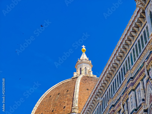 Cathedral of Santa Maria del Fiore. Close up of Duomo di Firenze in Florence, Italy photo