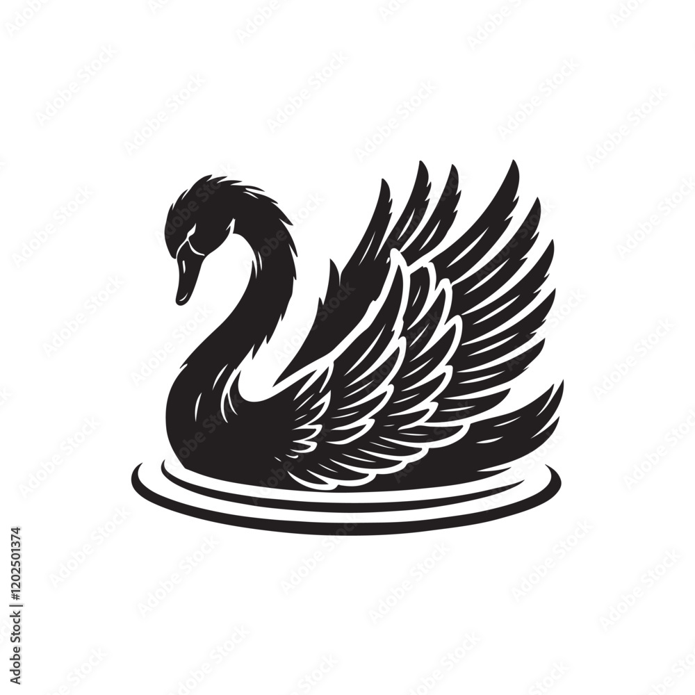 Fototapeta premium Swan on white background