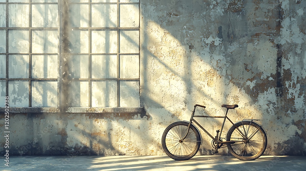Rusted Bicycle Leans Against Old Factory Wall Rusted Bicycle Leans Against Old Factory Wall