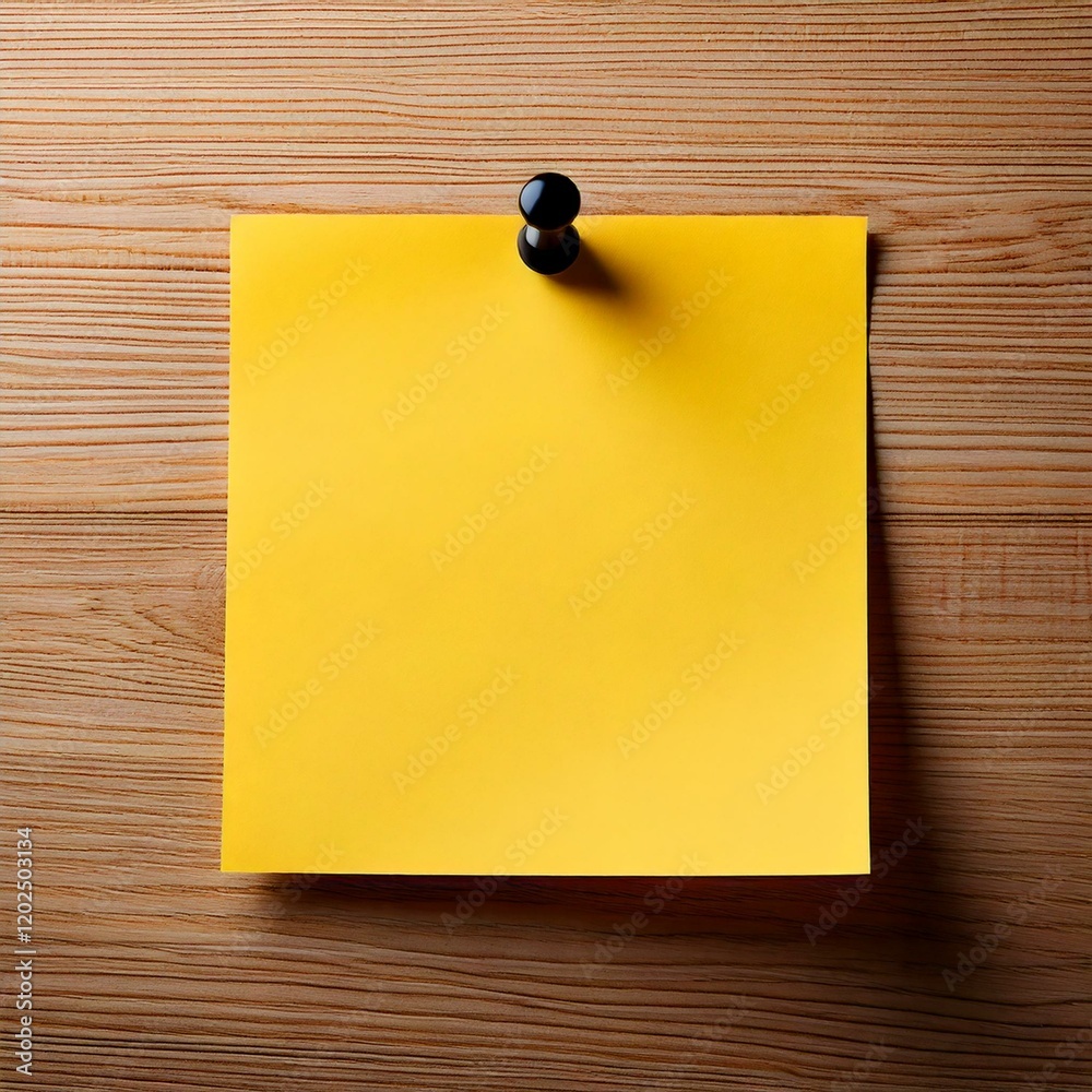 yellow sticky note on a wood board