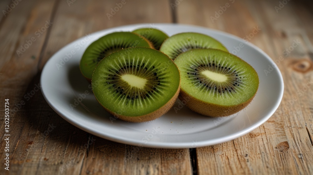 Sliced kiwi fruit on a plate Sliced kiwi fruit on a plate