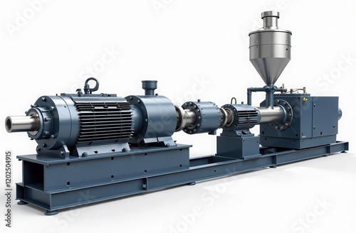 Isolated industrial twin screw extruder with hopper for bulk material