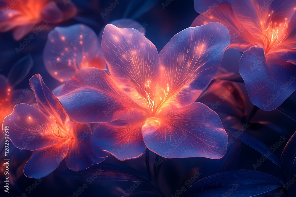 Glowing Flowers Illuminated With Internal Light Glowing Flowers Illuminated With Internal Light
