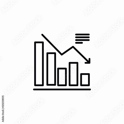 bar chart downfall icon sign vector