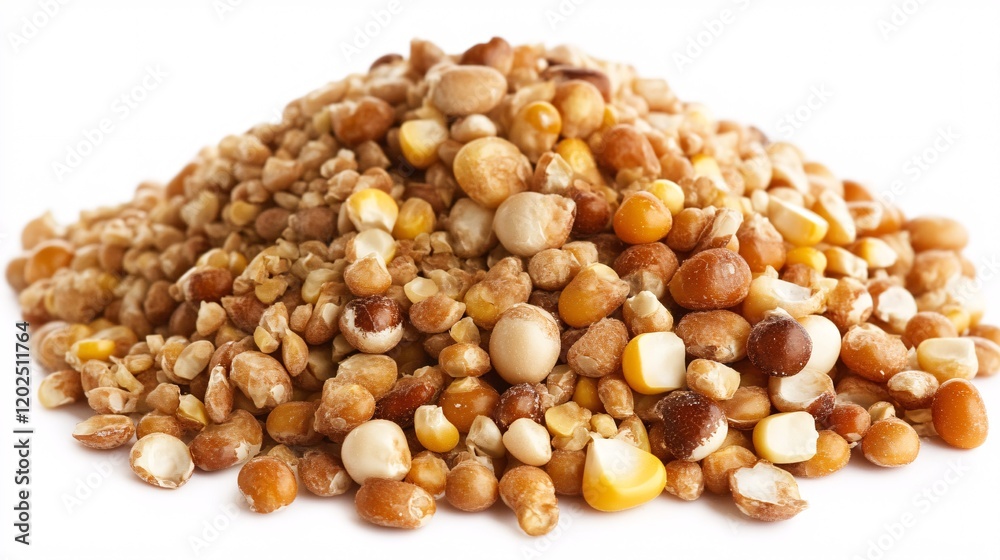 Mixed Grains and Corn Kernels Close Up Pile