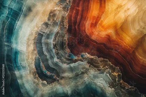 Wallpaper Mural Abstract swirls of teal, brown, and gold create a captivating natural marble texture. Torontodigital.ca