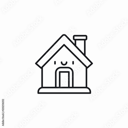 smiley house icon sign vector