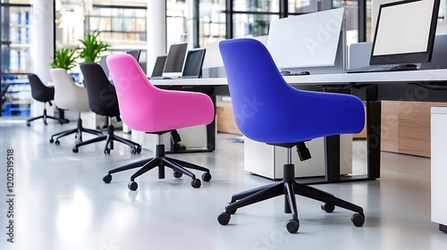 Modern Office with Colorful Ergonomic Chairs photo