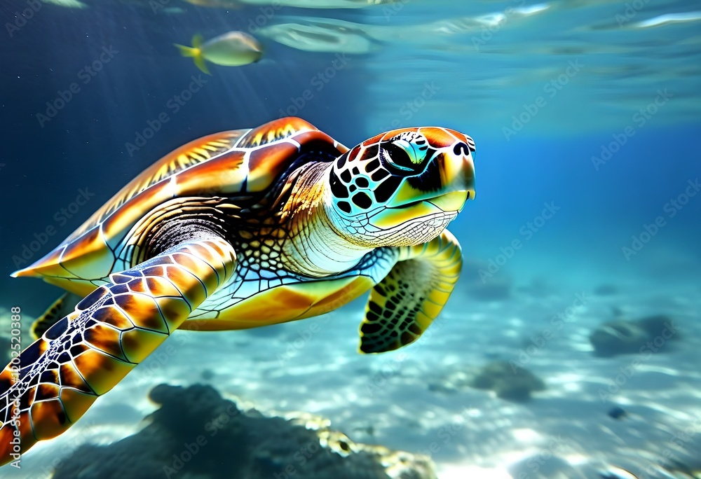 Fototapeta premium green sea turtle swimming