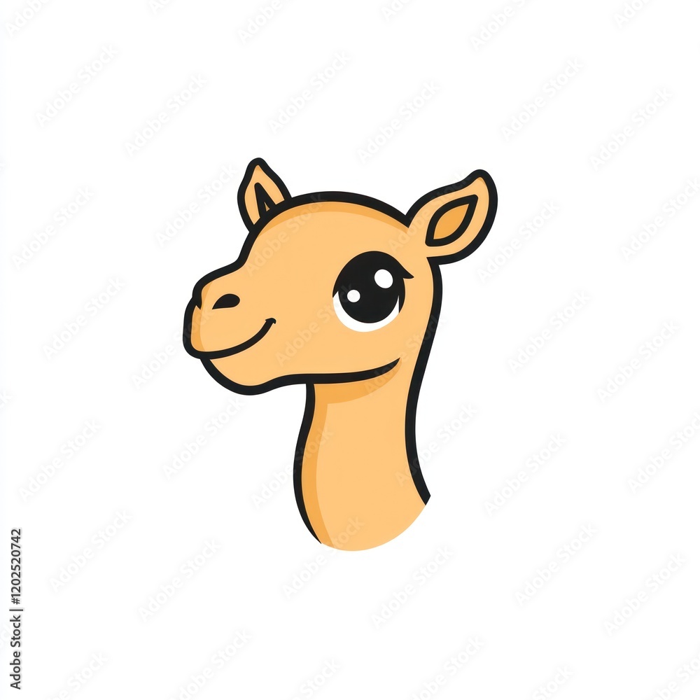Cartoon camel head on white backdrop for illustrations, stickers and presentations Cartoon camel head on white backdrop for illustrations, stickers and presentations