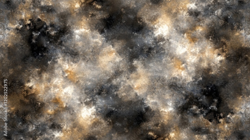Obraz premium Abstract seamless pattern with dark, gray, and gold clouds.