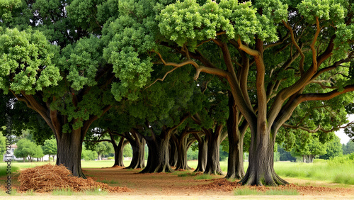 Harvested cork trees (Quercus suber) in Evora, Alentejo, Portugal. photo