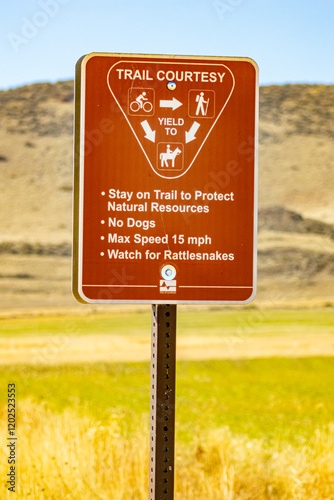 USA, Colorado, Loveland. Close-up of trail sign. photo