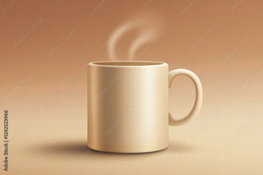 Steaming cup of coffee on a warm neutral background with soft textures and colors creating a cozy atmosphere. Generative AI Steaming cup of coffee on a warm neutral background with soft textures and colors creating a cozy atmosphere. Generative AI