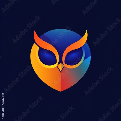 Abstract owl logo design, gradient colors, dark background, for branding photo