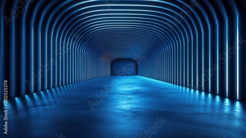 Minimalist Banner Template with Parallel Lines on blue Background. Simple Geometric Design with Central White Space for Text. Ideal for Modern Graphic Projects.