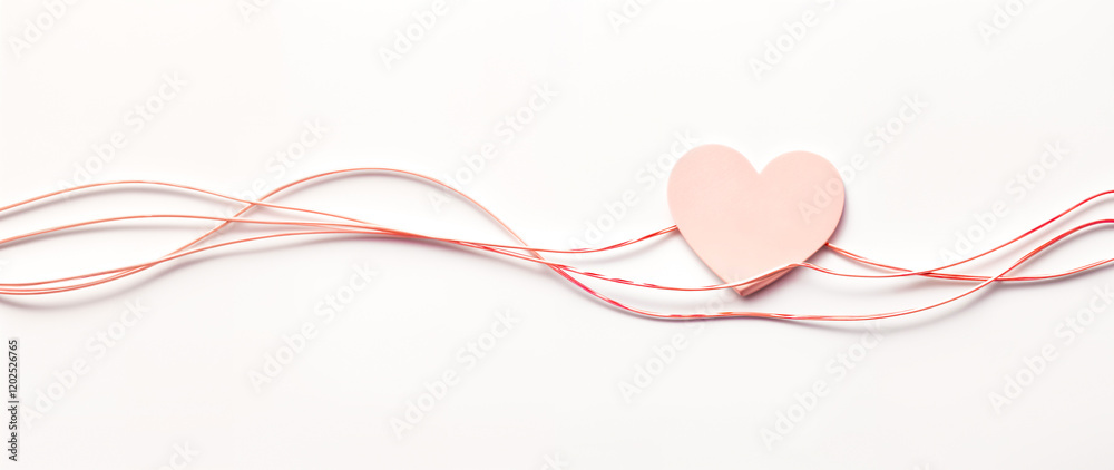 Pink Paper Heart with Flowing Ribbons on White Background: Love, Romance, Valentine's Day, Wedding, and Gift Concept. Pink Paper Heart with Flowing Ribbons on White Background: Love, Romance, Valentine's Day, Wedding, and Gift Concept.