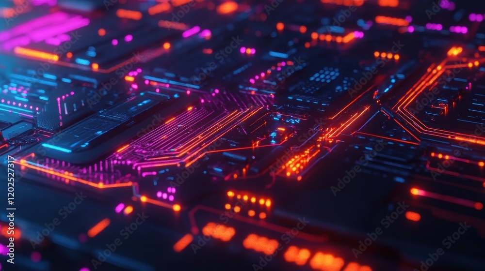 Abstract neon circuit board texture. Abstract neon circuit board texture.