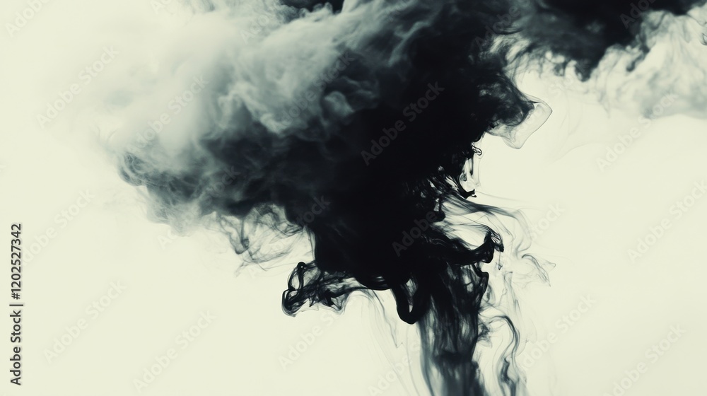 Fototapeta premium Dramatic black smoke against cloudy sky