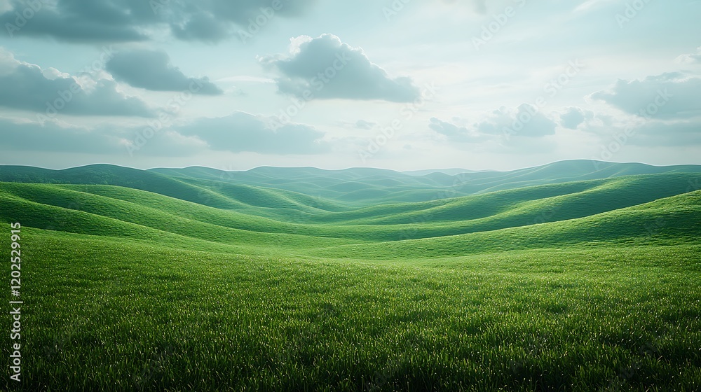 Fototapeta premium Serene Rolling Green Hills Landscape Photography