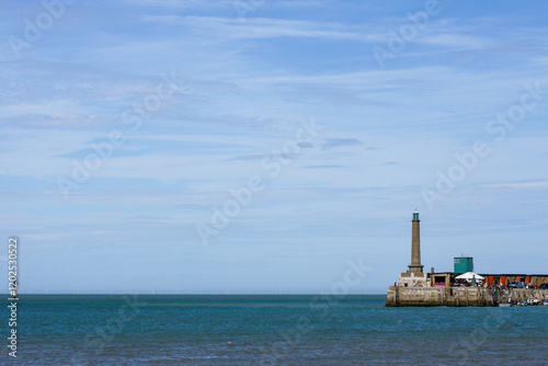 Margate, England: Lighthouse, Pier, Low Tide, and the City Coastline 09 17 2012 photo