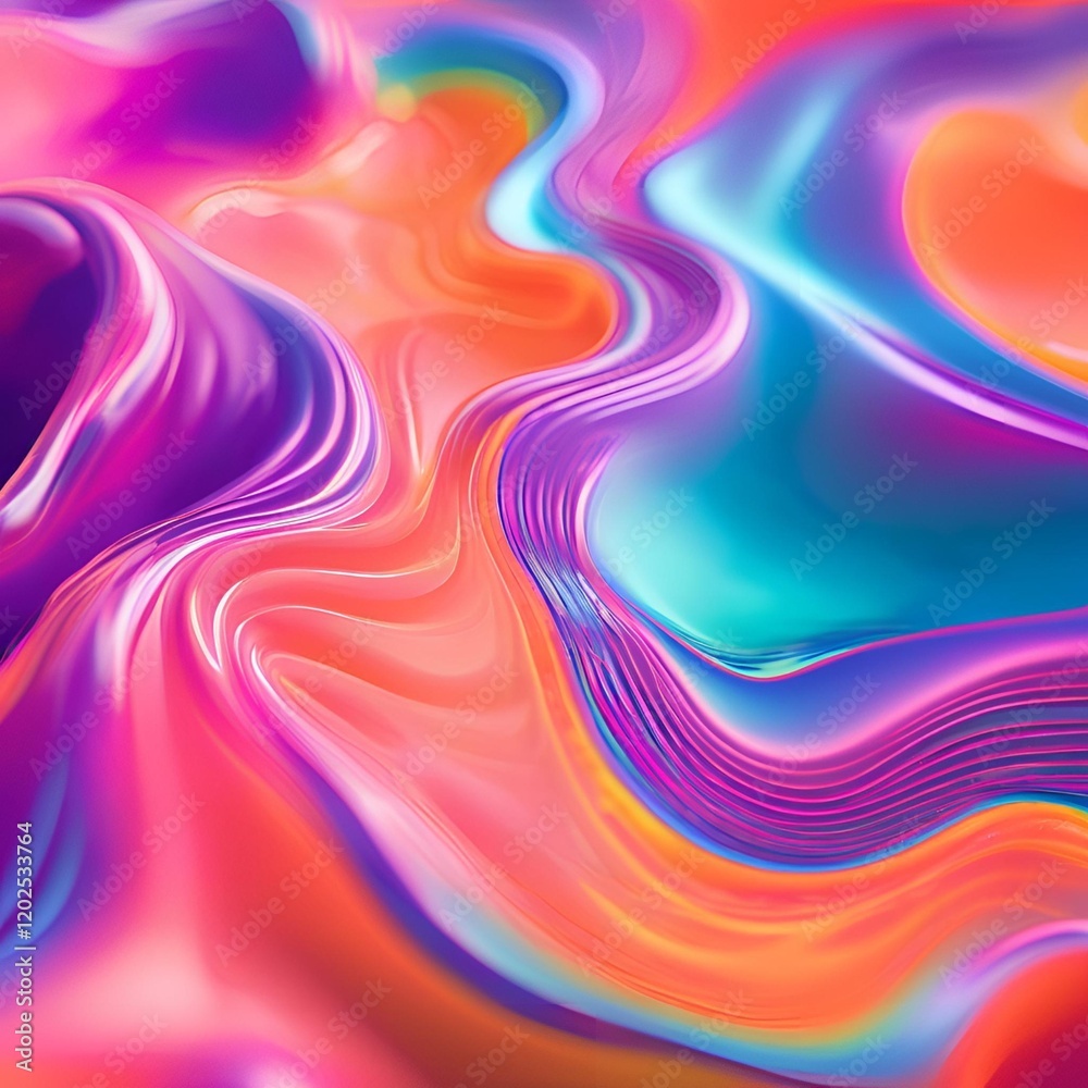 Fototapeta premium Liquid shapes abstract holographic