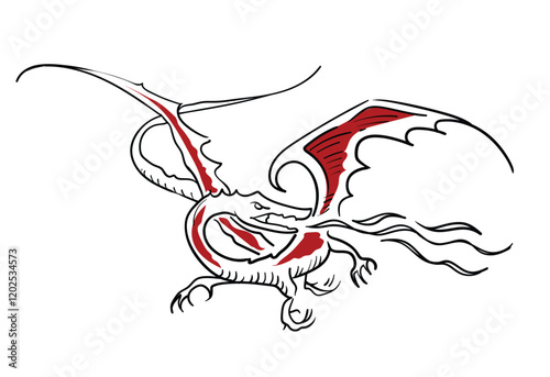 Montain dragon - Rings Lord - Middle earth , One Ring - vector art