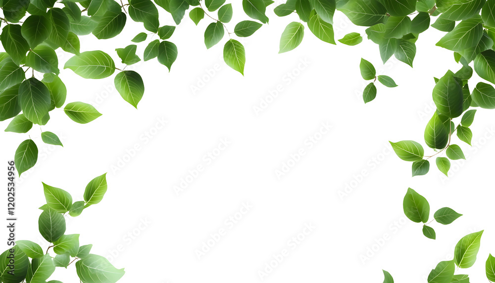 green leaves frame isolated on transparent background cutout green leaves frame isolated on transparent background cutout