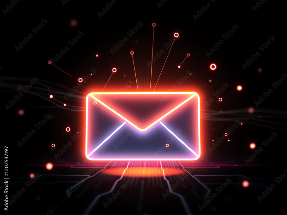 Fototapeta premium Neon Envelope Graphic for Digital Communication