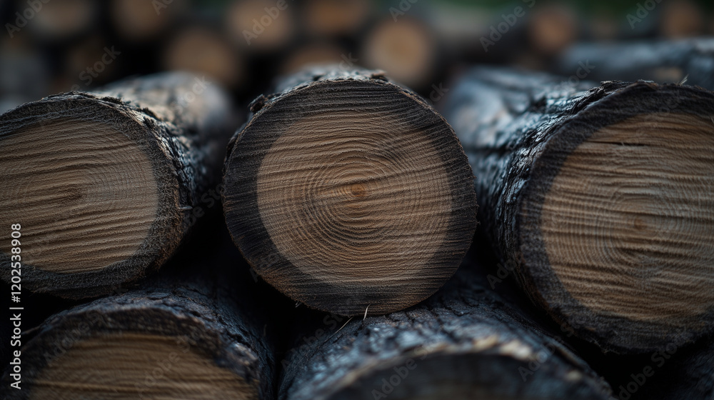A rustic texture element featuring overlapping log wood planks, with prominent grain patterns, natural knots, and a weathered surface adding depth A rustic texture element featuring overlapping log wood planks, with prominent grain patterns, natural knots, and a weathered surface adding depth