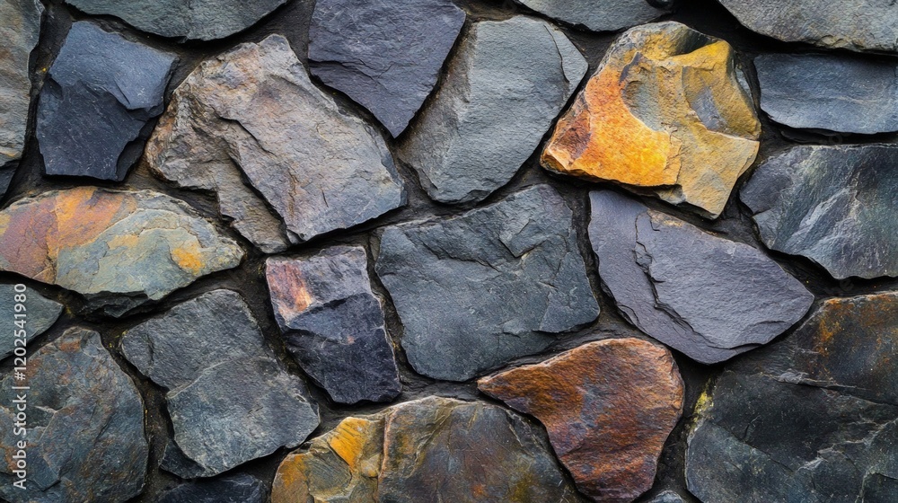 Rugged Slate Rock Wall with Textured Abstract Design Rugged Slate Rock Wall with Textured Abstract Design